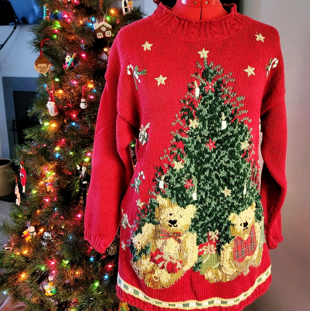 Red Christmas Bears Tunic Sweater